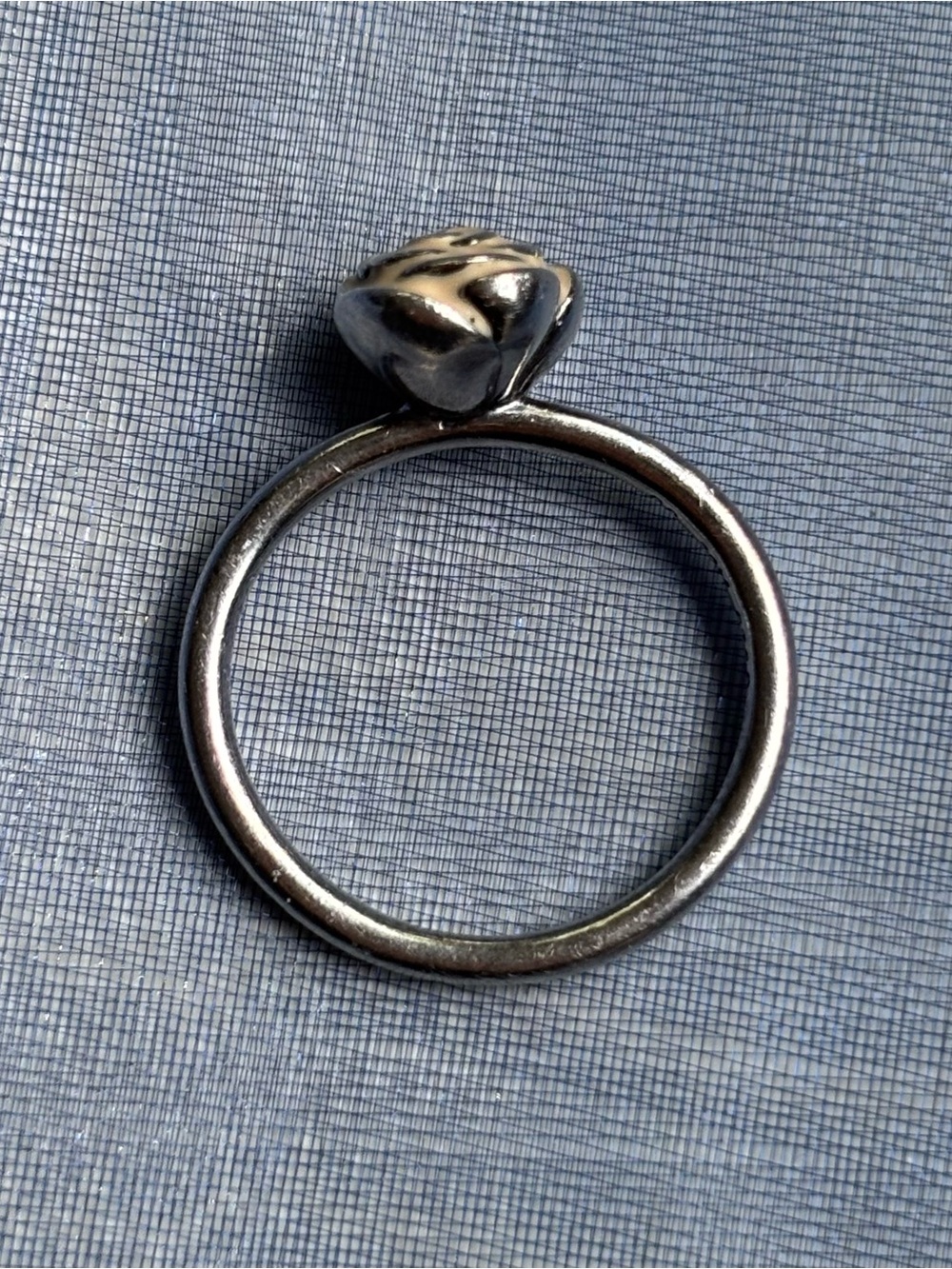 Sterling Silver Rose Ring with Cream Enamel - Picture 7 of 9